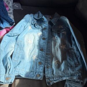 Lola + The Boys Light Blue Jean Jacket with White Stars
